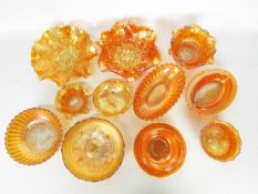 Carnival Glass - A selection of orange C