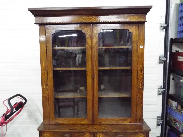 A glazed twin door library bookcase with - Image 2 of 4