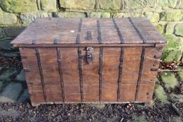 A large metal bound chest, approximately