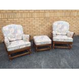 Two Ercol Old Colonial armchairs and foo