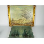 Two framed oils on canvas, the first a nautical scene, signed lower right,