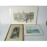 A limited edition etching of Balliol College by J W Winkleman, signed,