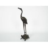 Oriental cast metal crane and tortoise m