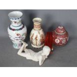 Lot to include an Egyptian style vase, C