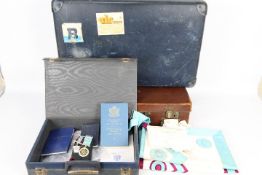 Two vintage cases and a quantity of Masonic regalia, jewels and similar.