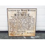 Railwayana - A cast iron London & North Western Railway notice for failure to shut the gate,