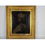 A 19th century oil on canvas head and shoulder portrait of a young girl in a shawl and head dress,