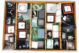 Costume Jewellery - a display case of costume jewellery to include nose studs,