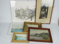 Three framed watercolour landscape / seascape scenes,
