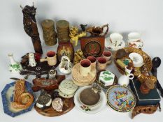 Lot to include ceramics, Oriental decorative items, treen and similar.