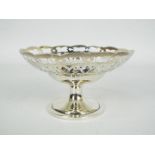 An Edward VII silver, pedestal bon bon dish with pierced decoration, Birmingham assay 1908,