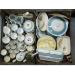 Ceramics to include a Palissy Shadow Rose coffee service, dinner wares and other, two boxes.