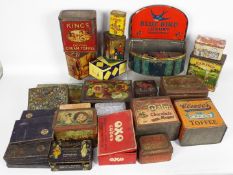 A varied collection of vintage tins.