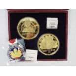 Two cased 24ct gold plated commemorative medals for the Coronation and Accession of Queen Elizabeth
