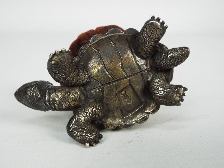 A good quality white metal pin cushion in the form of a tortoise, - Image 3 of 3