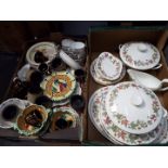 Two boxes of mixed ceramics to include Carlton Ware baby plate, Wedgwood Ivy House dinner wares,