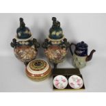 Ceramics to include pair of Japanese vases and covers, approximately 39 cm (h),