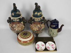 Ceramics to include pair of Japanese vases and covers, approximately 39 cm (h),
