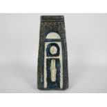 Troika Pottery - a Stickman Coffin Vase with relief decoration,