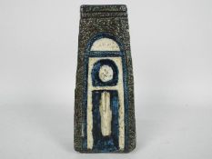 Troika Pottery - a Stickman Coffin Vase with relief decoration,