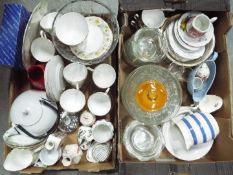 A mixed lot of ceramics and glassware to include Wedgwood, Coalport and similar.