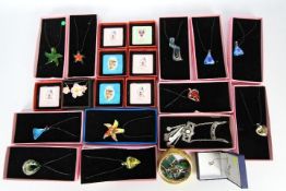Costume Jewellery - fourteen necklaces with pendants, seven travel mirrors,