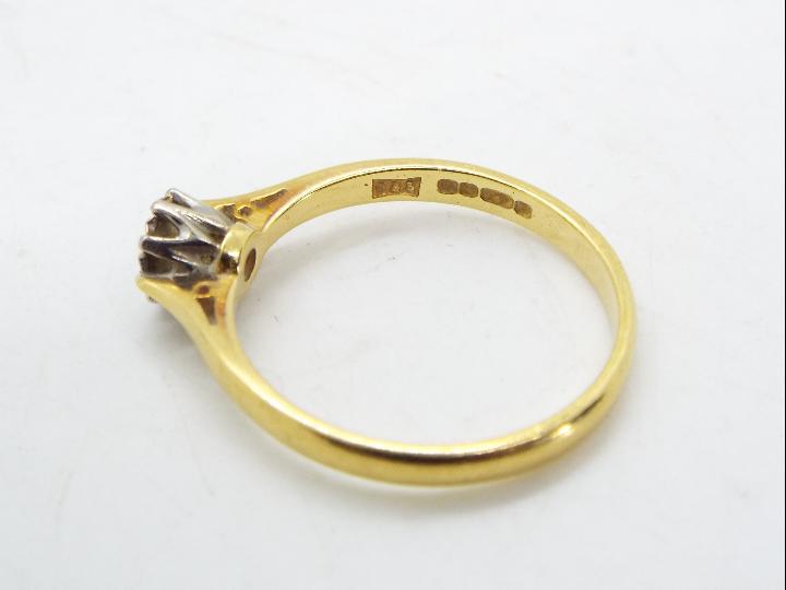 A hallmarked 18 carat yellow and white gold illusion set single stone diamond ring, - Image 3 of 3