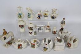 A collection of crested ware to include Carlton Ware racehorse and jockey, Newmarket crest,