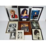 A quantity of framed images of actors and singers, predominantly signed to include Brenda Lee,