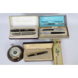 A collection of Waterman pens to include a Waterman 88 with 18ct nib, a Waterman L3 with 14ct nib,