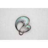 Silver - a silver hand painted Art Deco style pin brooch stamped 925