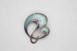 Silver - a silver hand painted Art Deco style pin brooch stamped 925