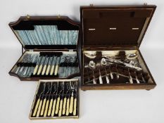 Two part complete canteens of cutlery and further boxed flatware.