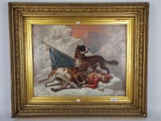 James Burras - A late 19th century oil on canvas depicting a fallen standard bearer in a