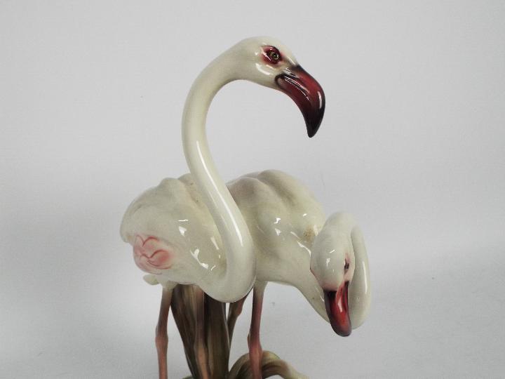 An Austrian ceramic group of two flamingos, marked to the base Wien Keramos, - Image 2 of 6