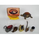 A quantity of novelty, animal form pin cushions to include tortoise, pig, swans and a snail,