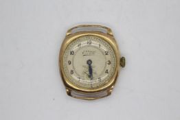 A 9ct gold cased wrist watch (lacking strap).