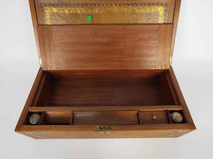 A William IV style writing slope or lap desk with inlaid brass work, - Image 2 of 7