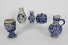 A small quantity of German stoneware to include Gerz comprising goblet, jug, vase and similar.