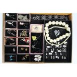 Costume Jewellery - a display tray containing a quantity of costume jewellery to include unused