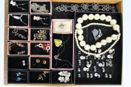 Costume Jewellery - a display tray containing a quantity of costume jewellery to include unused