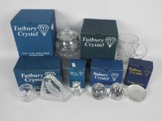 Six boxed pieces of Tutbury Crystal.