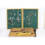 Costume Jewellery - five display boards containing a quantity of necklaces and paired earrings