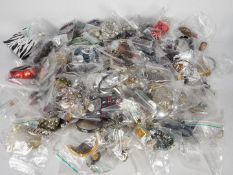 A large quantity of costume jewellery, predominantly individually bagged to include rings,
