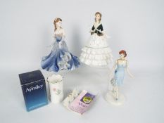 A collection of ceramic figurines comprising Coalport 'Ladies of Fashion - Linda', 17 cm (h),
