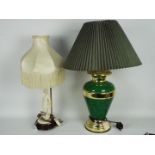 Two table lamps, both with shades, large