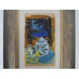 Attributed to Patrick Heron - A framed oil on card,