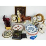 Lot to include ceramics, glassware, cloc