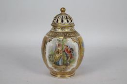 A Dresden porcelain pot pourri vase and