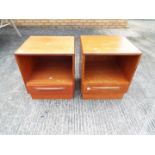 A pair of G-Plan Fresco open bedside cabinets measuring approximately 53 cm x 47 cm x 41 cm.